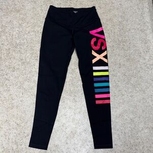 Victoria's Secret Black Leggings with Multicolor Logo